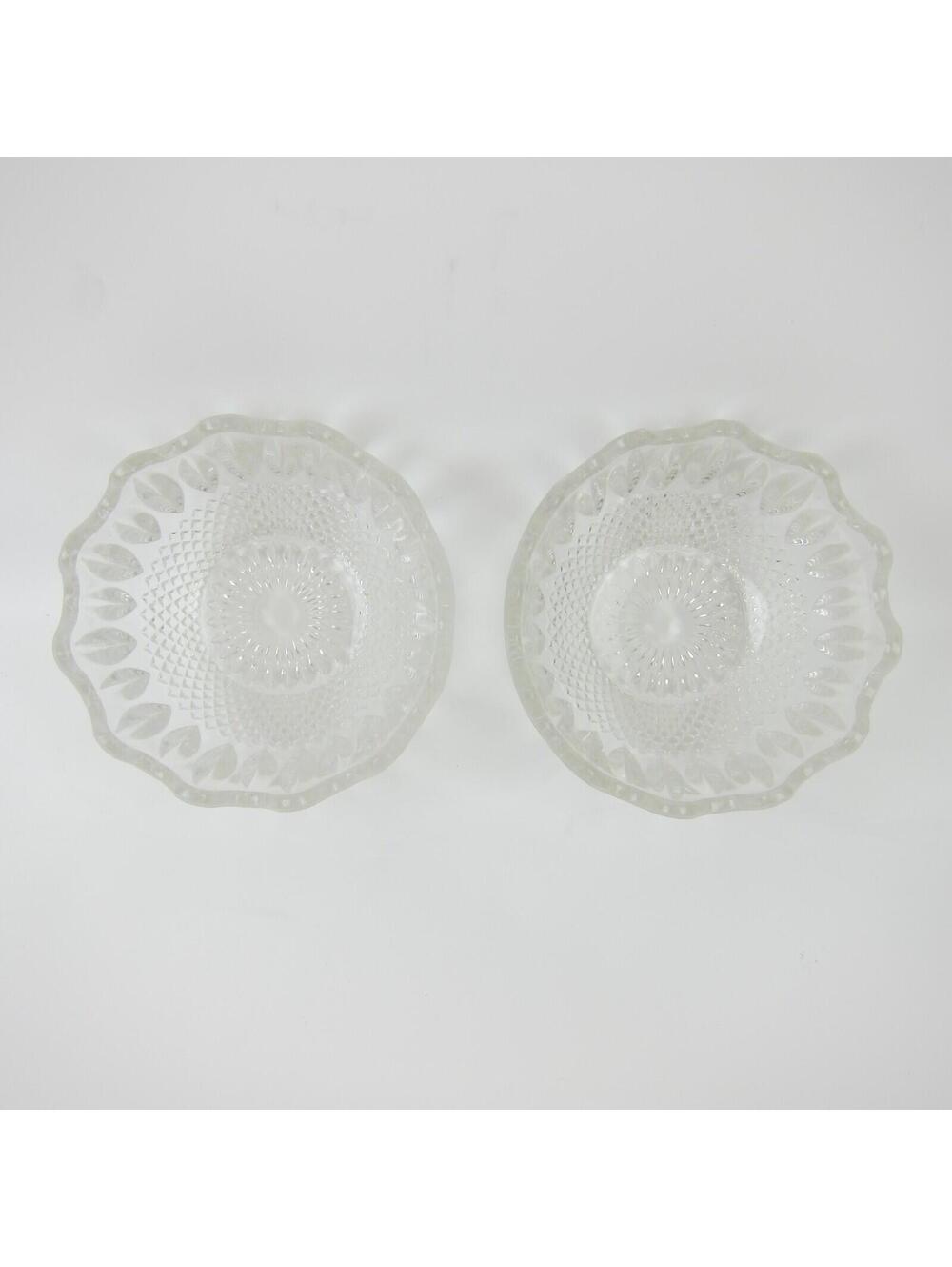 Vintage Clear Glass 2 Piece Interlocking Bowl Candy Dish Patterned Nut Snacks - Picture 3 of 16